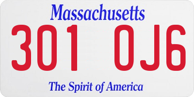 MA license plate 301OJ6