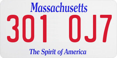 MA license plate 301OJ7