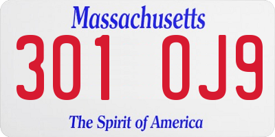 MA license plate 301OJ9
