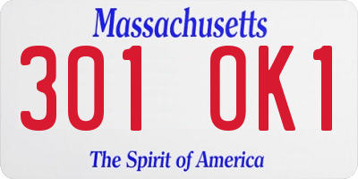 MA license plate 301OK1