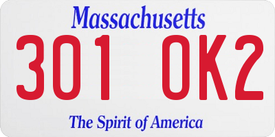 MA license plate 301OK2