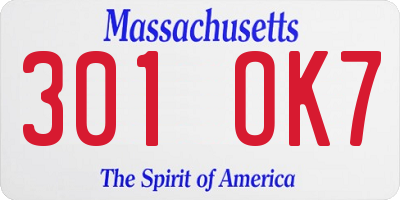 MA license plate 301OK7