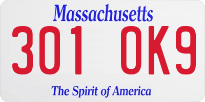 MA license plate 301OK9