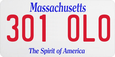 MA license plate 301OL0