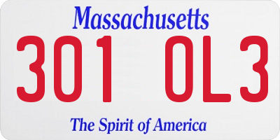 MA license plate 301OL3