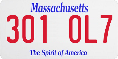 MA license plate 301OL7