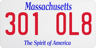 MA license plate 301OL8