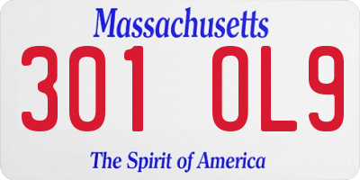 MA license plate 301OL9