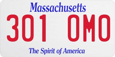 MA license plate 301OM0