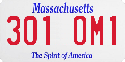 MA license plate 301OM1
