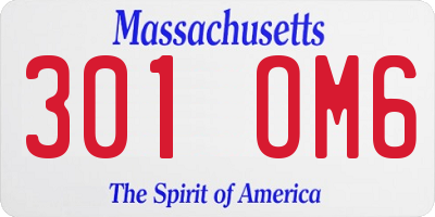 MA license plate 301OM6