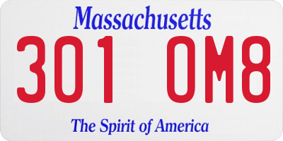 MA license plate 301OM8