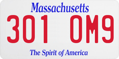 MA license plate 301OM9
