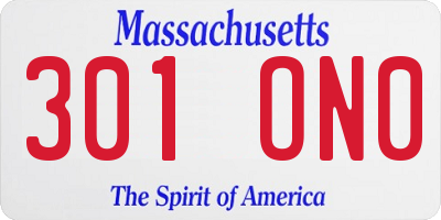 MA license plate 301ON0
