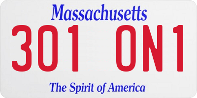 MA license plate 301ON1