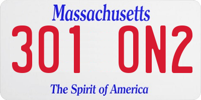 MA license plate 301ON2