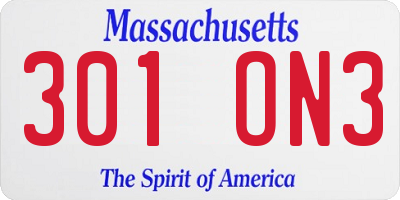 MA license plate 301ON3