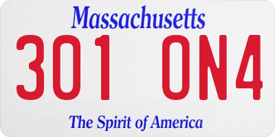 MA license plate 301ON4