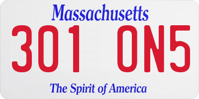MA license plate 301ON5
