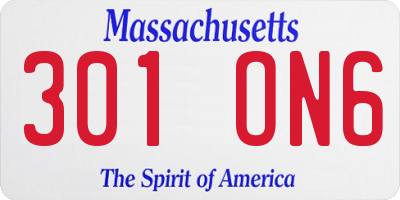 MA license plate 301ON6
