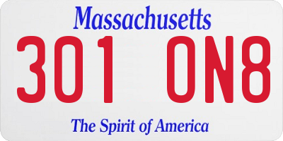 MA license plate 301ON8