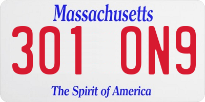 MA license plate 301ON9