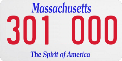MA license plate 301OO0