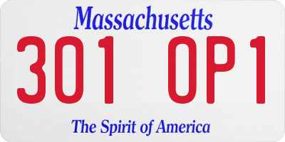 MA license plate 301OP1