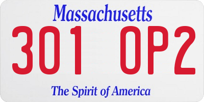 MA license plate 301OP2