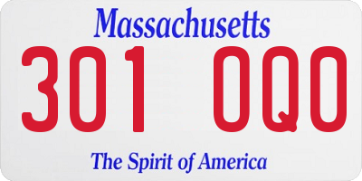 MA license plate 301OQ0