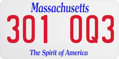 MA license plate 301OQ3