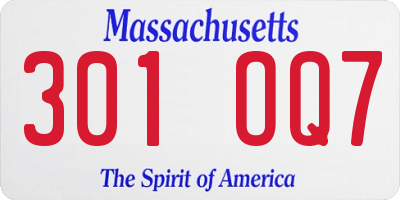 MA license plate 301OQ7