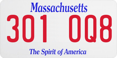 MA license plate 301OQ8