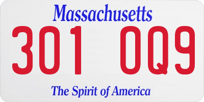 MA license plate 301OQ9