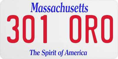MA license plate 301OR0