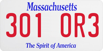 MA license plate 301OR3