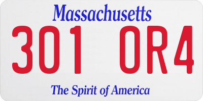 MA license plate 301OR4
