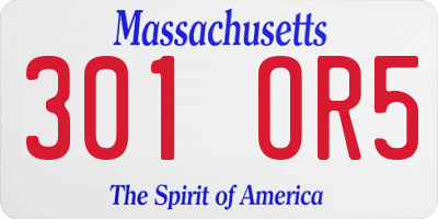 MA license plate 301OR5