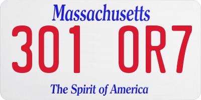 MA license plate 301OR7