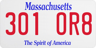 MA license plate 301OR8