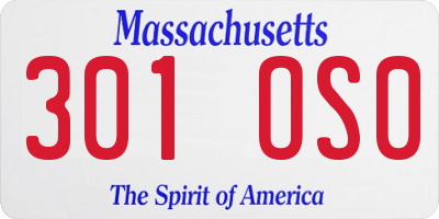 MA license plate 301OS0