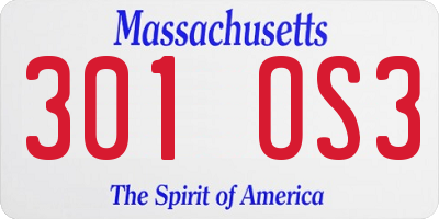 MA license plate 301OS3