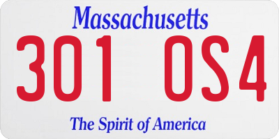 MA license plate 301OS4