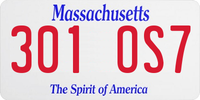 MA license plate 301OS7