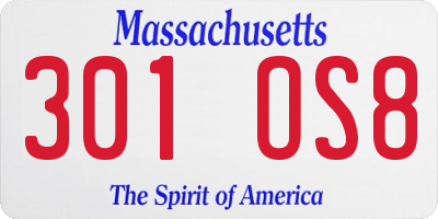MA license plate 301OS8