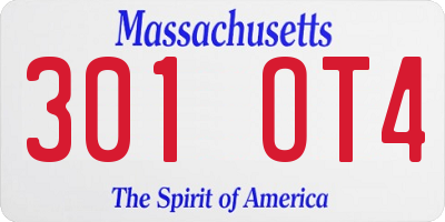 MA license plate 301OT4