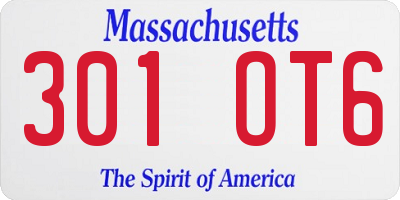 MA license plate 301OT6