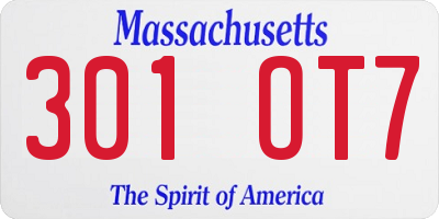 MA license plate 301OT7