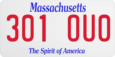 MA license plate 301OU0