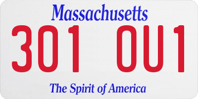 MA license plate 301OU1